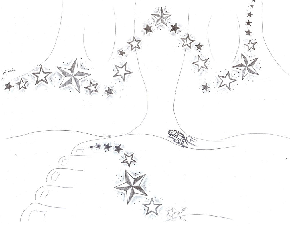 Stars on a Feet Tattoo Design