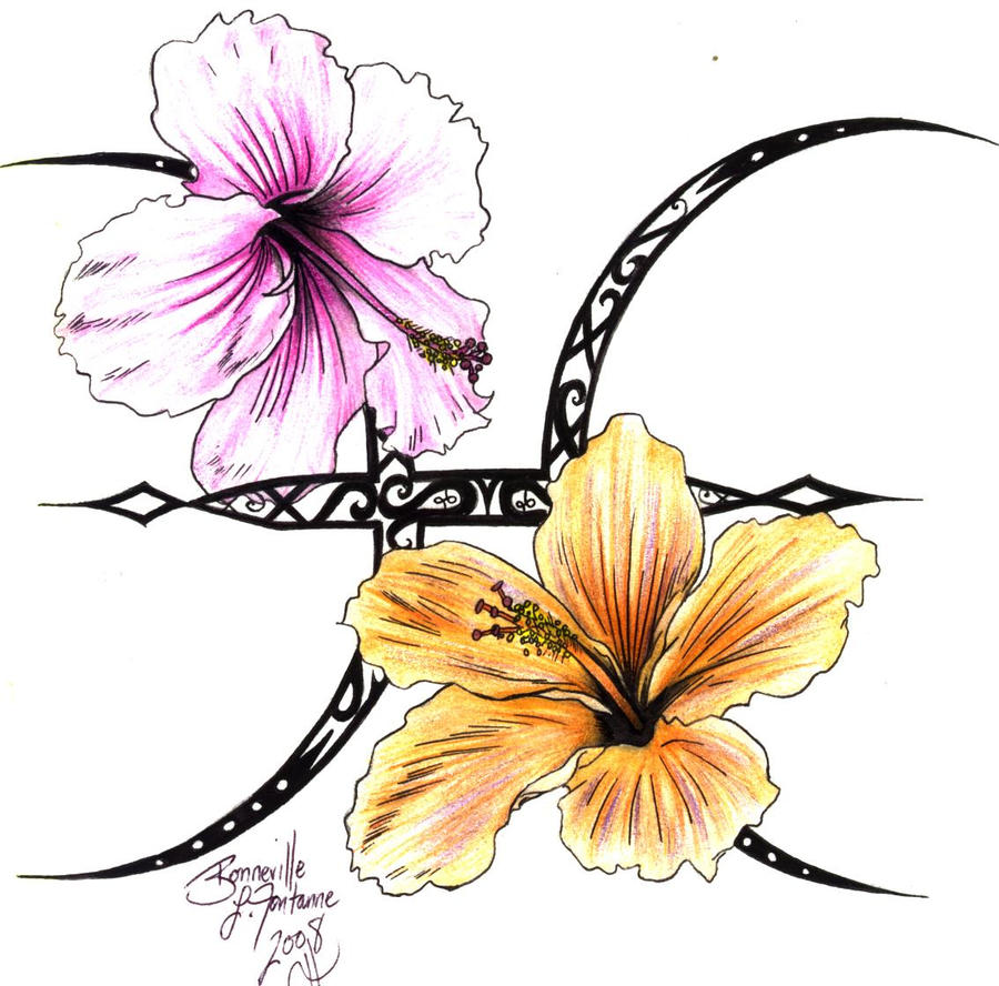 Pisces Hibiscus Tattoo | Flower Tattoo