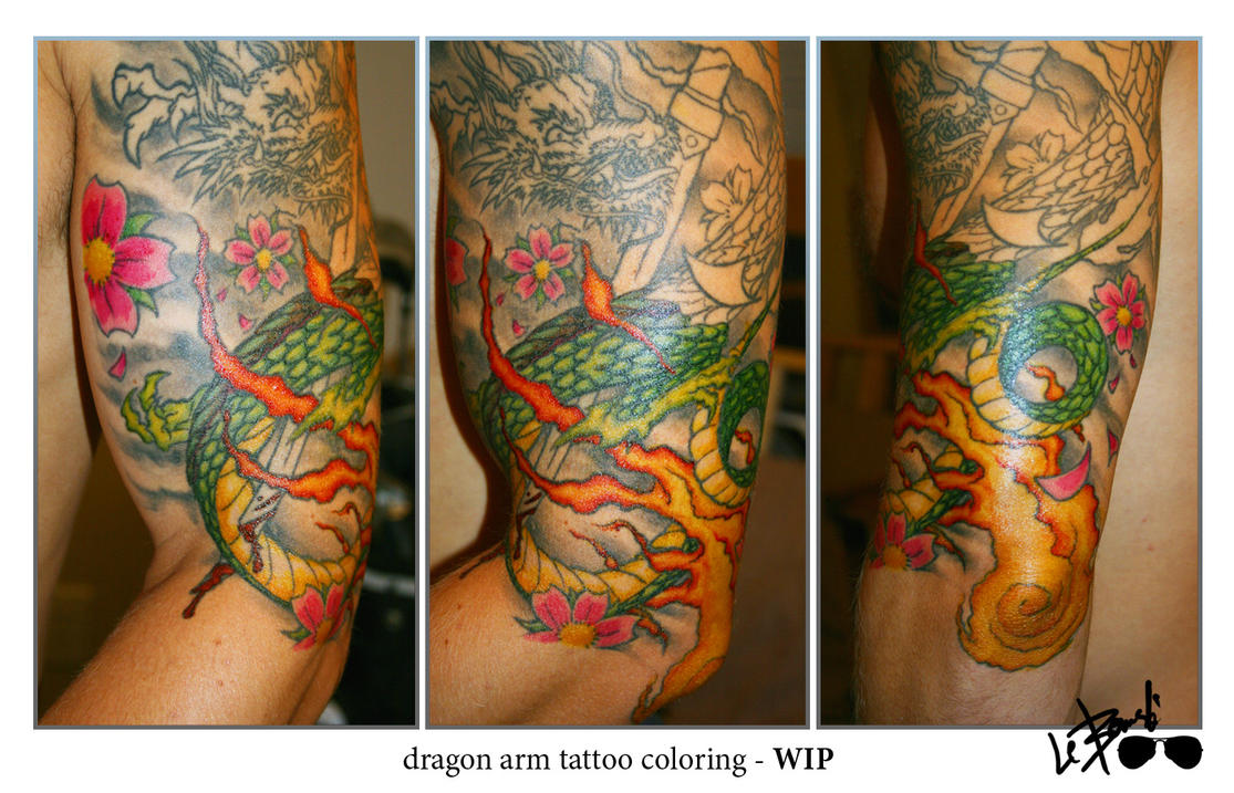 Dragon arm tattoo WIP by