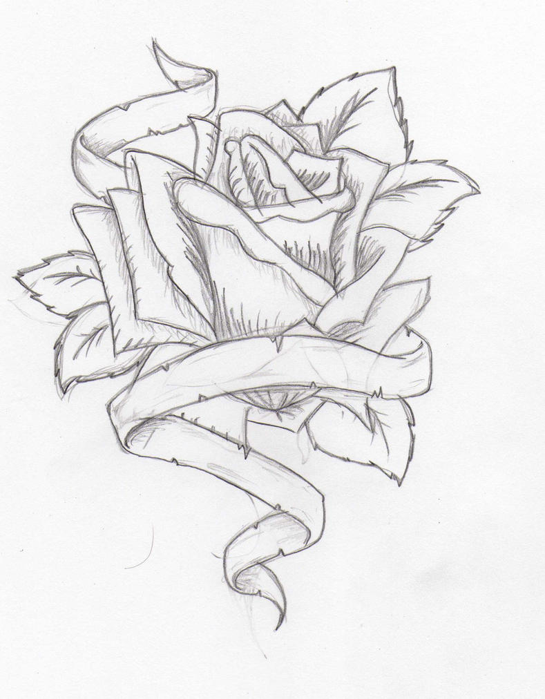 Tattoodesign Rose and Ribbon