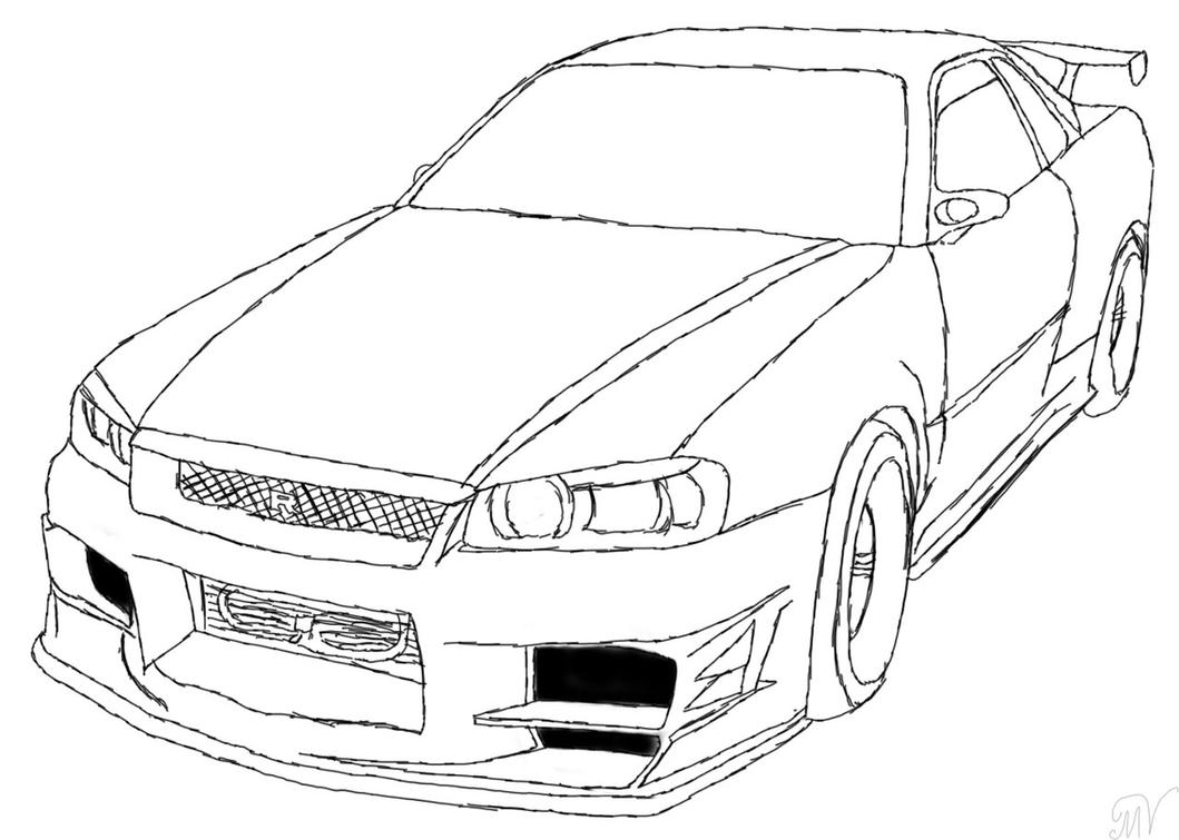 Drawing of a nissan skyline #10