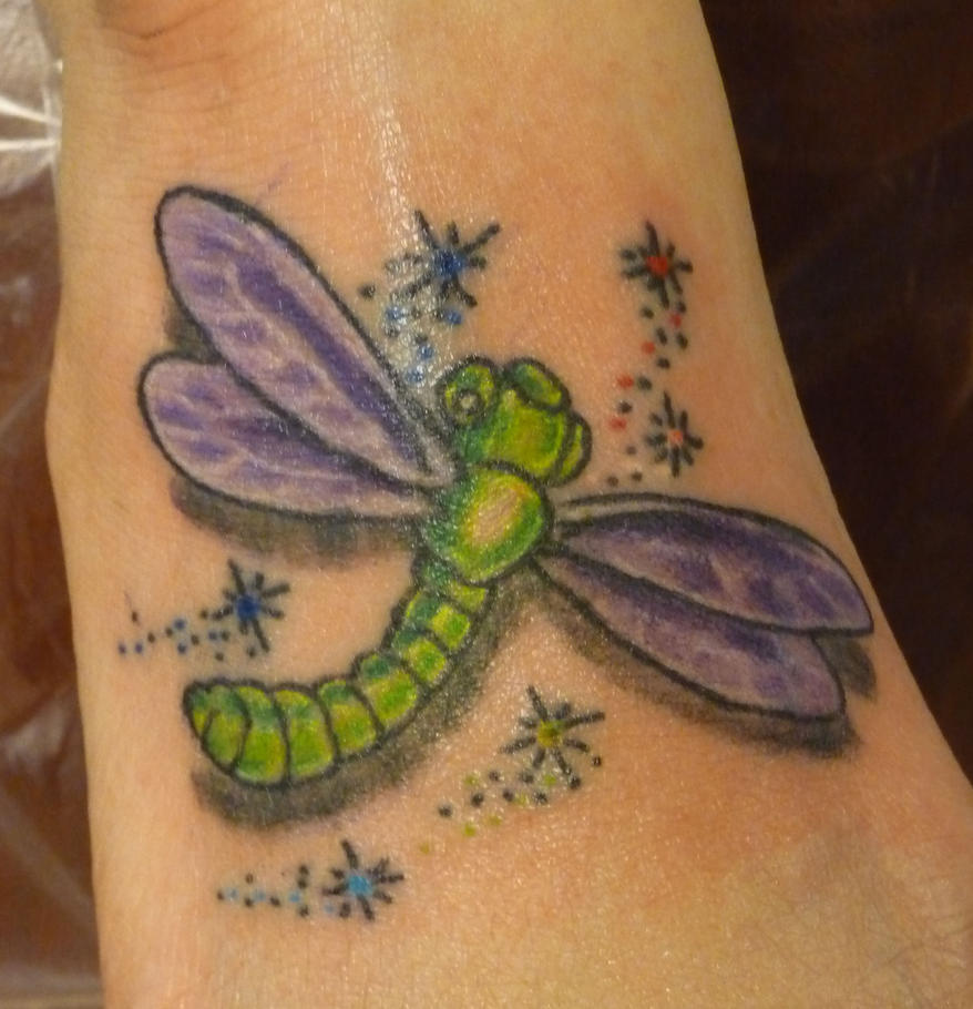 dragon fly on the foot - dragonfly tattoo