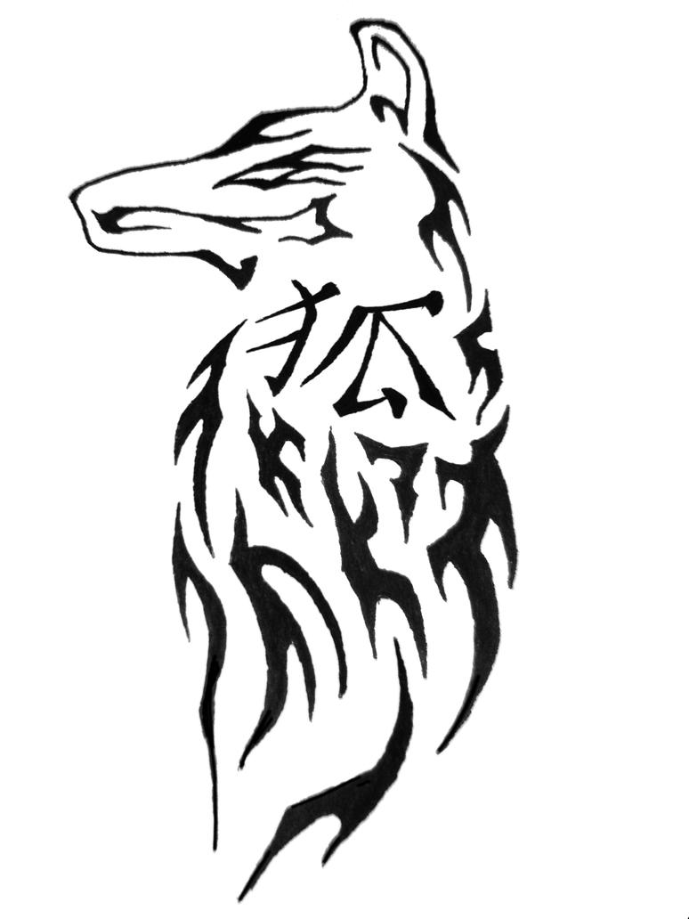 Chinese symbol tribal fox - chest tattoo