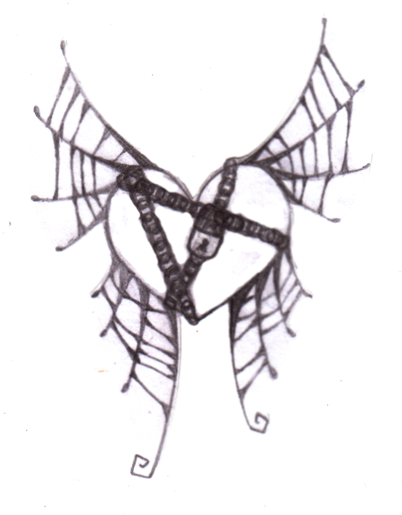 Cobweb Winged Heart Tattoo by