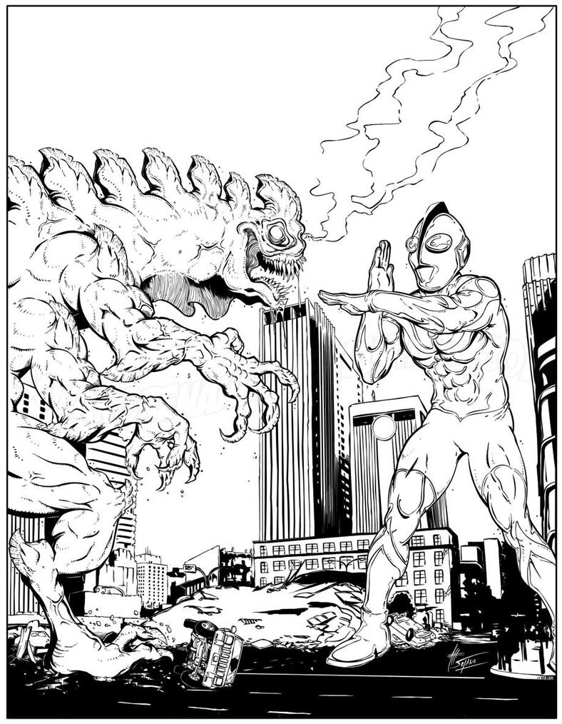 ultraman vs red king coloring pages - photo #5