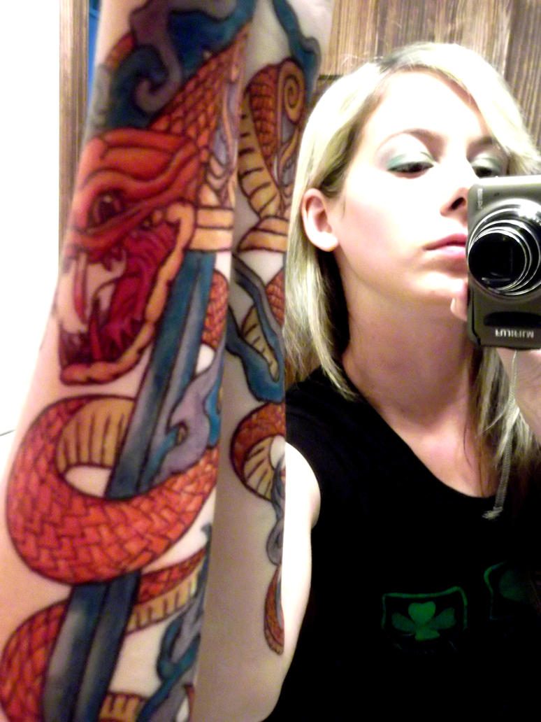 Snake And Sword Sharpie Tattoo