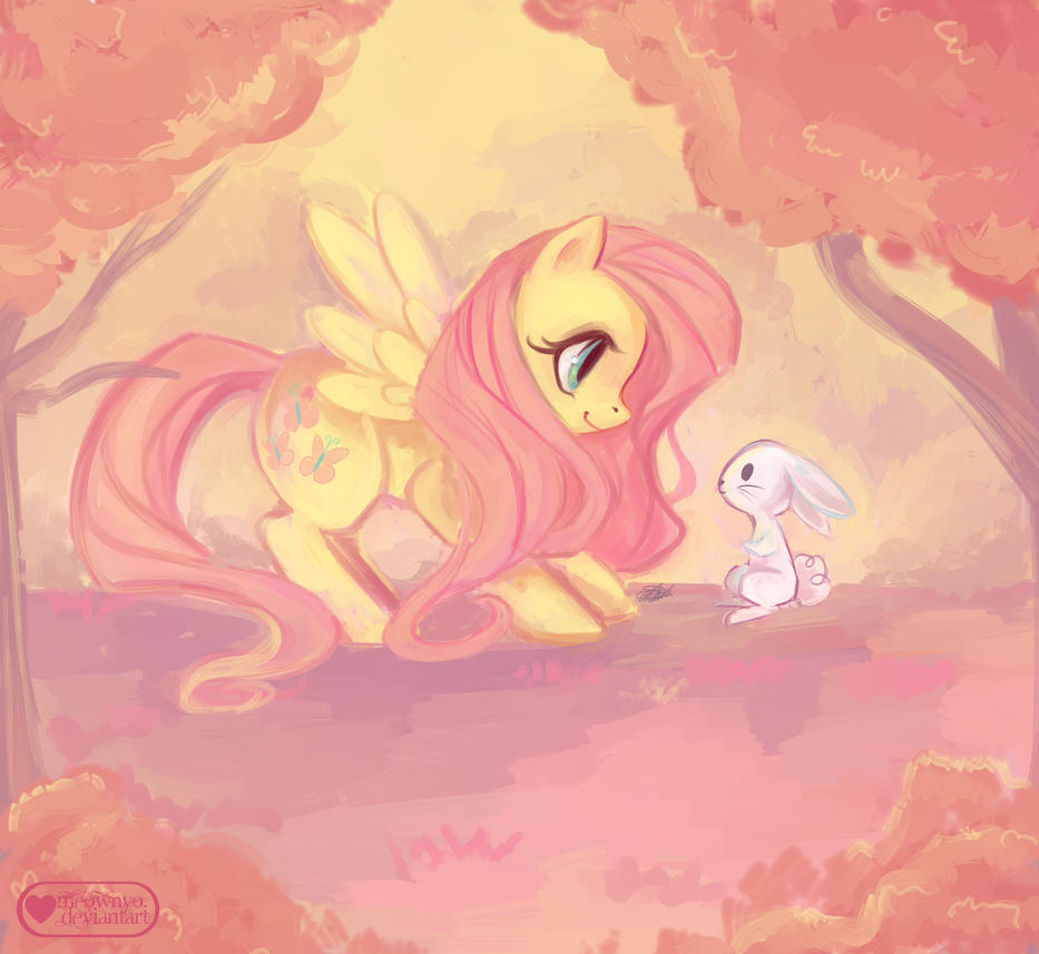 fluttershy_and_angel_by_meownyo-d661lie.