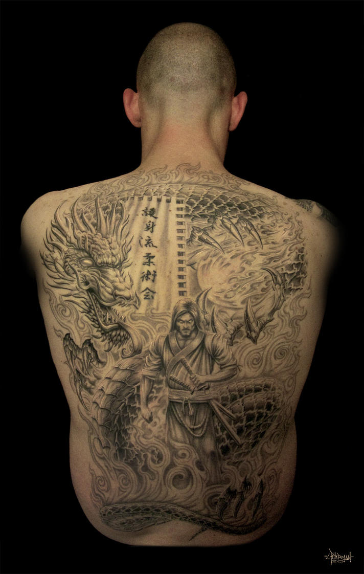 Full Back Piece Japanese Dragon Tattoo Design Picture 1