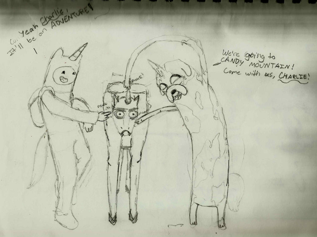 Adventure Time + Charlie the Unicorn! (uncolored) by DazedDaisiesO-o on
