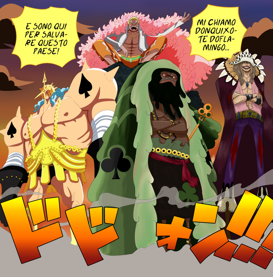 One Piece 7: Doflamingo, Diamante, Trebol and Pica by loreXII