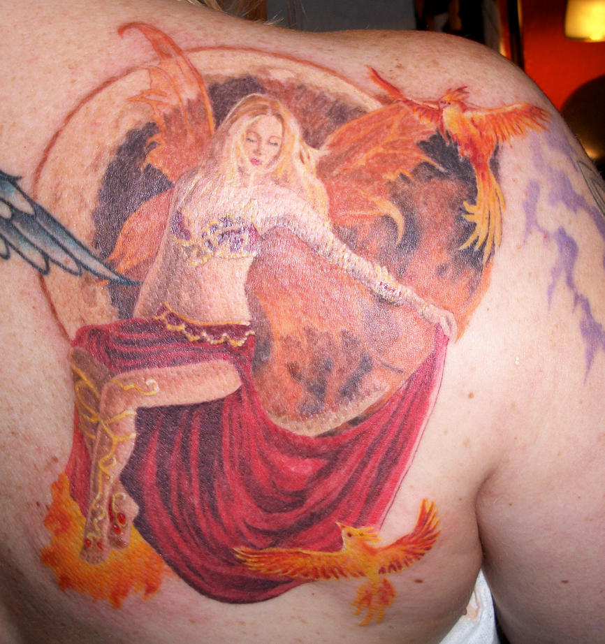 phoenix goddess tattoo by