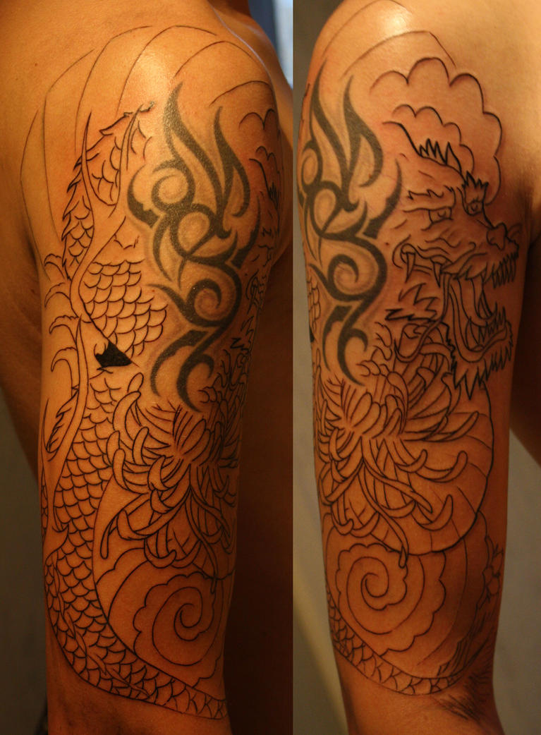 Dragon sleeve tattoo by