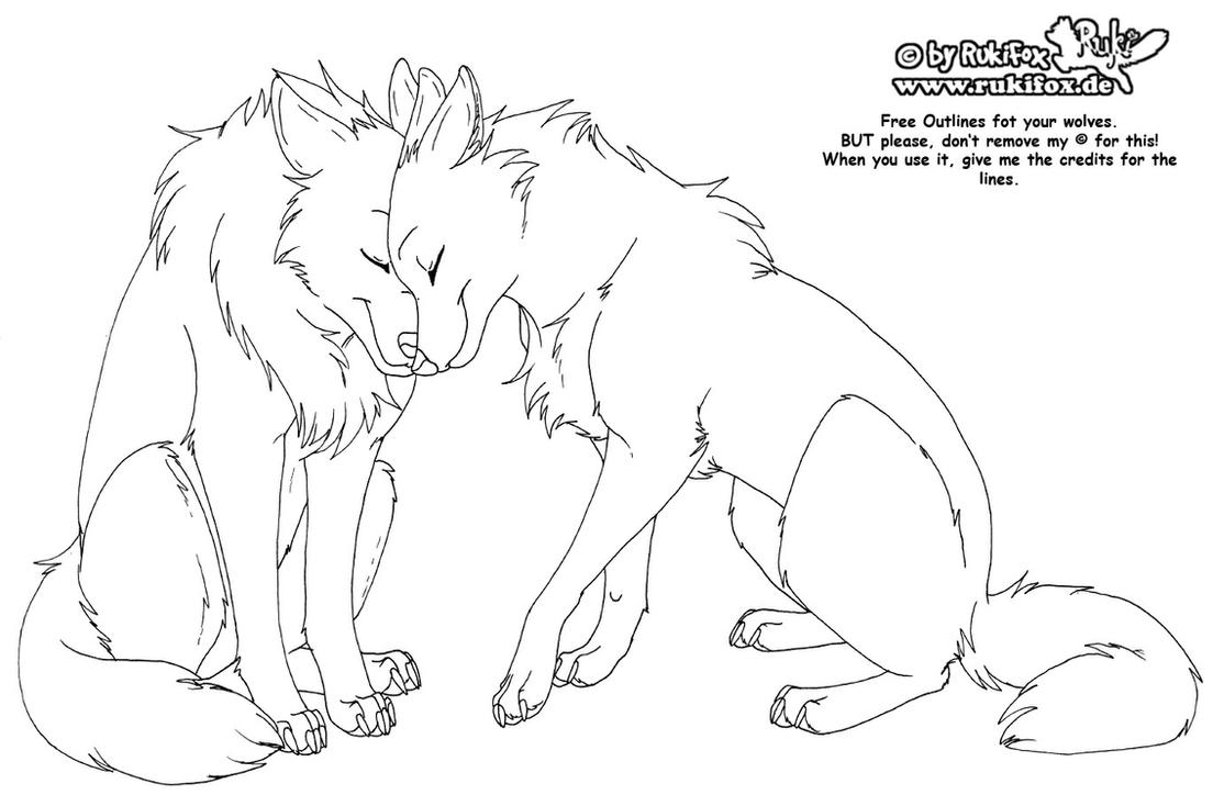 Two Wolves Coloring Pages 2